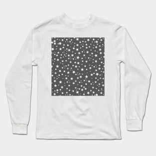 Night and stars pattern with grey background Long Sleeve T-Shirt